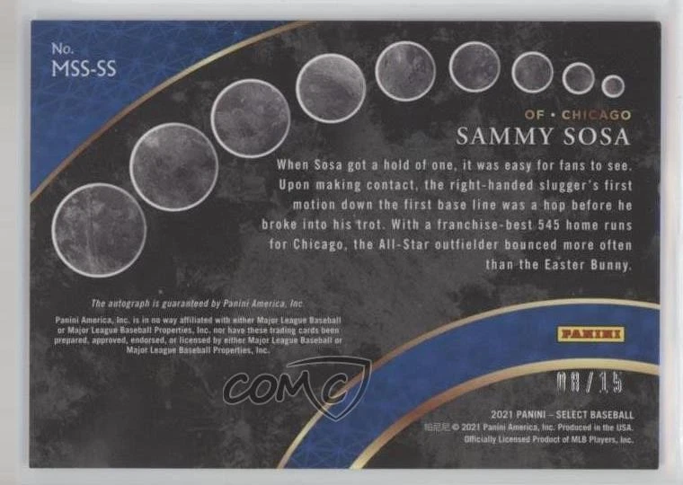 2021 Panini Select Moon Shots Signatures /15 Sammy Sosa #MSS-SS Auto - Image 2 of 2
