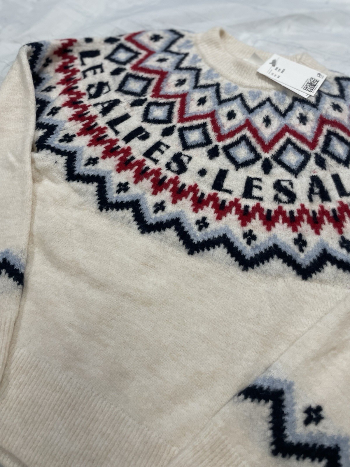 NEW H&M ALPES Jacquard Knit Fair Isle CREAM Sweater Women’s XXS Ski Lodge Relax thumbnail 10