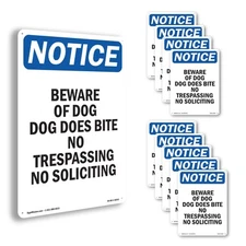Beware Of Dog Dog Does Bite No OSHA Notice Sign Metal,, Decal 5 or 10 Pack