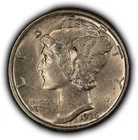 1926-D 10c Mercury Silver Dime - AU/UNC Semi Key Date - SKU-Y6647