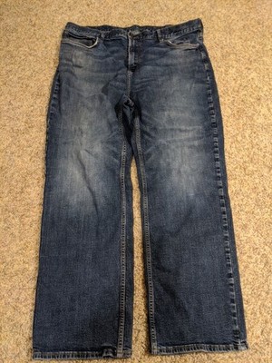 Old Navy Cotton Blue Size 42x32 Slim Straight Jeans Zip Solid 360 stretch