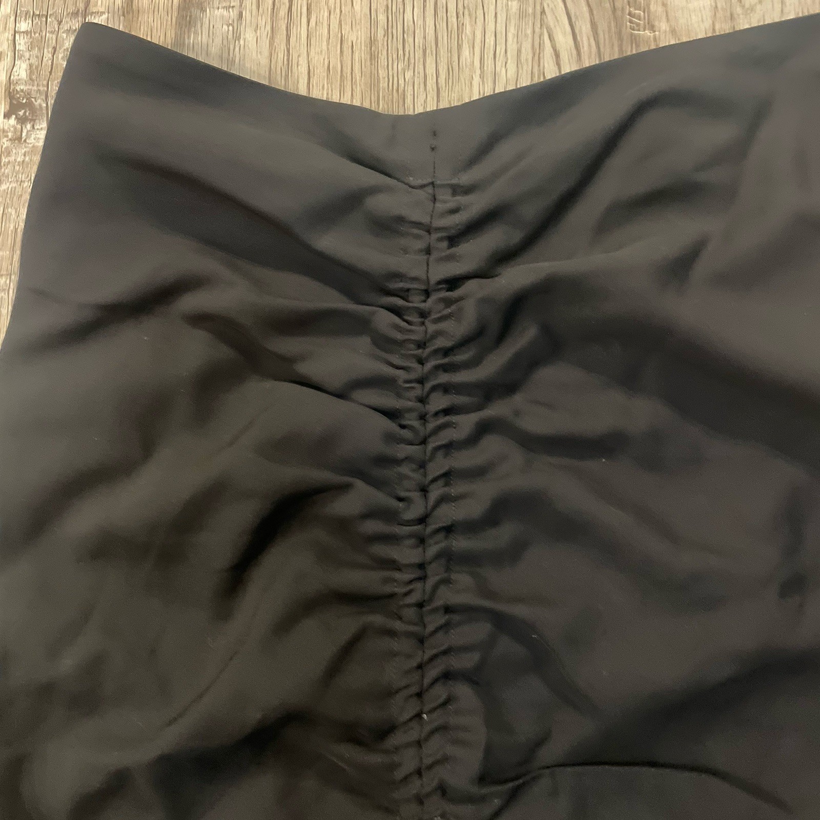 NWT Massimo Dutti Ruched Front Black Pencil Skirt Midi Slit U.S. 8 NEW! image 3