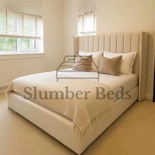 WINGED OTTOMAN BED FRAME PLUSH VELVET WITH MEMORY MATTRESS, SINGLE, DOUBLE, KING