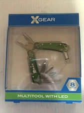 X-Gear 8 Tool Men's Multi-Function Tool w/Led Light Retails $20 Green (2-PO-112)