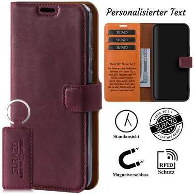 Surazo  RFID Leder Hülle mit Personalisierter Text Echtes Ledertasche Wallet