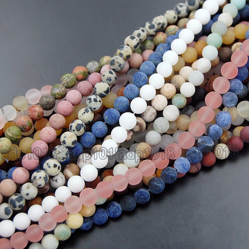 Wholesale Natural Matte Gemstone Round Spacer Loose Beads 4mm 6mm 8mm 10mm 12mm - Image 3 of 3