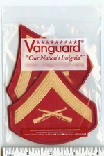 USMC Lance Corporal LCpl Marines E3 Chevrons PATCH set! gold/red for Dress Blues