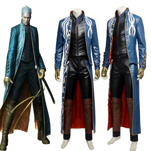 Devil May Cry 3 Vergil Cosplay Kostium Męski Strój Halloween Wykonany na zamówienie - Zdjęcie 1 z 5