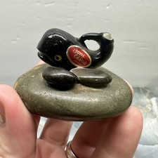 Vintage BONE CHINA Orca Whale Figurine Stone Base Animal Japan Broken Tail Ocean