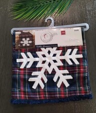 Winter Wonder Lane Holiday Table Runner, Plaid  Snowflake 72" x 13" Inch