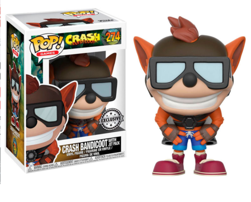 EXCLUSIVE CRASH BANDICOOT WITH JET PACK 3.75"" POP VINYL FIGURE POP FUNKO 274