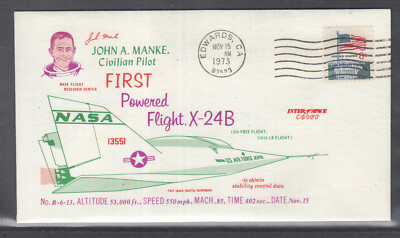 USA klasse Beleg 1973 John A. Manke First Powered Flight X - 24B Speed 550 mph