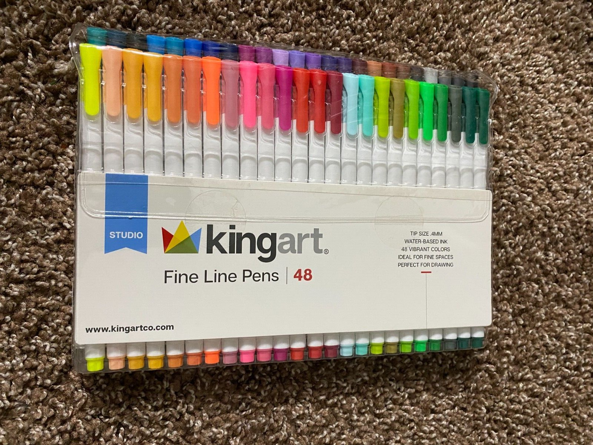 KingArt Fine Line Color Ink Pens, Set of 48, Assorted