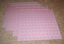 Reminisce 12x12 Double Sided Shimmer Paper(4) ~ Baby Basics Baby Girl Pram