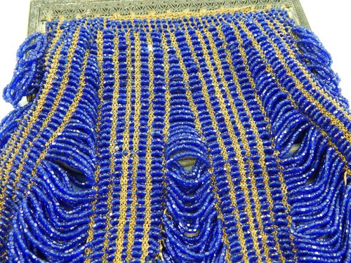 ANTIQUE 1920s ART DECO Flapper Micro Beaded Royal Cobalt Blue Evening Bag Purse - Picture 18 of 24