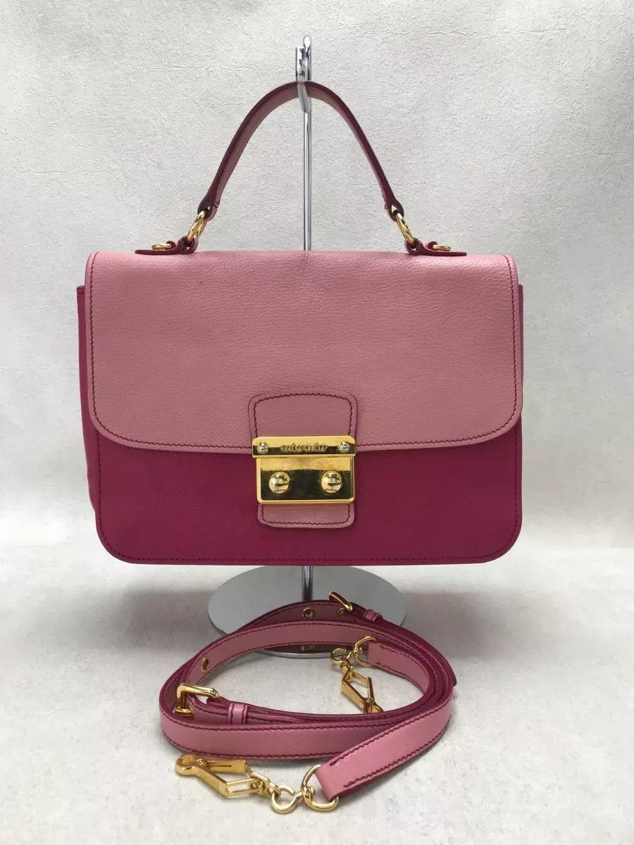 Miu Miu Two Tone Leather Madras Top Handle Bag