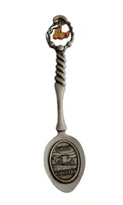 Pewter Souvenir Spoon Amish Country By Fort Amish Buggy Charm Approx 5" L #20702