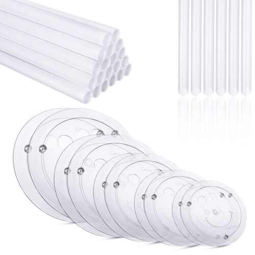 80Pcs Cake Tier Stacking Kit 10Pcs Clear Cake Separator Plates for 4, 6, 8, 1...