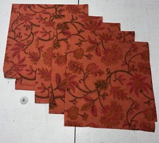 2 Sets of 5 Five Cloth Napkin Orange Floral, Dinner Square Large New 10 Total