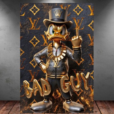 LEINWAND BILD ER XXL POP ART BAD GUY DAGOBERT GRAFFITI GOLD ABSTRAKT WANDBILD