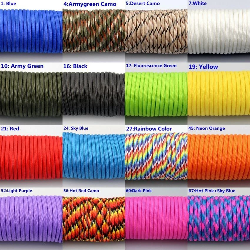 50-100 Feet 550 Paracord Parachute Cord Lanyard Mil Spec Type III 7 Strand  Core