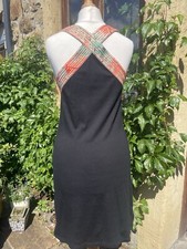PAUL & JOE Designer LBD Black Short Dress Slit Crossover Oriental RRP £300 UK 10