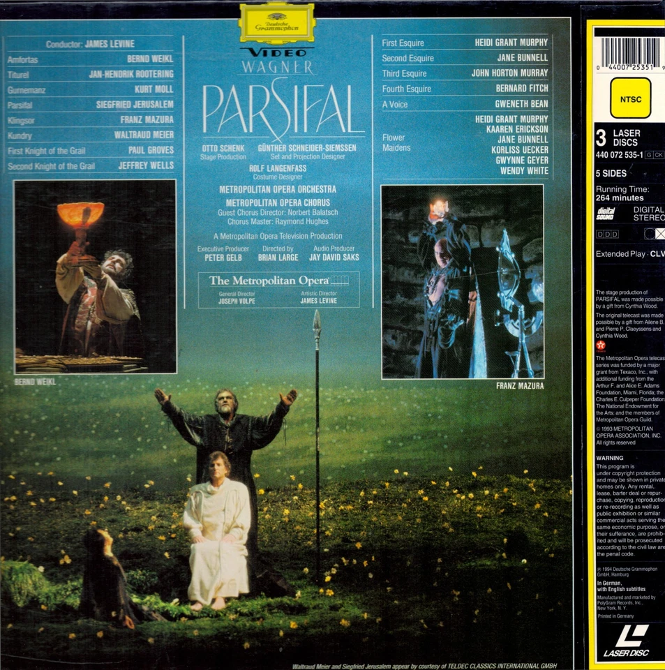 Wagner: Parsifal: Metropolitan Opera: Levine (1992) Laserdisc - Image 2 of 4