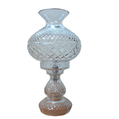 Large Vintage Waterford Crystal Alana Inishmore Electric Hurricane Lamp 18'' Tall
