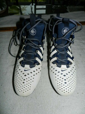 Nike Mens Huarache  807142-410 White Blue Lacrosse Cleats Shoes Sneakers Sz 16
