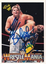 Jacques Rougeau & Bushwhacker Luke Signed 1990 Classic WWF Wrestlemania Card #91