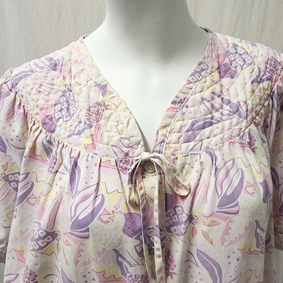 Abrigo de playa vintage de piña para mujer talla L bata de abuela costera de cabaña de colección Foto 2 de 4