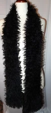 Handmade Black Stretchy Eyelash Yarn Scarf 76" Long x 8" Wide New