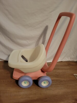 Vintage Little Tikes Stroller Carriage Buggy White Pink Child Size Baby  Doll Toy