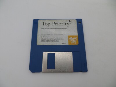 3.5'' Floppy Disk TOP PRIORITY 1989 Power Up IBM Computer Disc 20041-L vintage