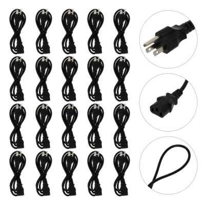 Lot of 100 Standard AC Male Power Cord Cable Monitor Computer PC 3-Prong 44 inch