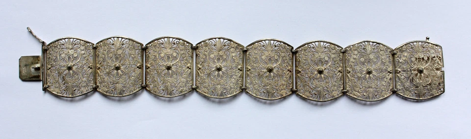 Antikes Armband Silber 835 Blumen breit (!) Vintage Trachten Friesenschmuck - Bild 2 von 4