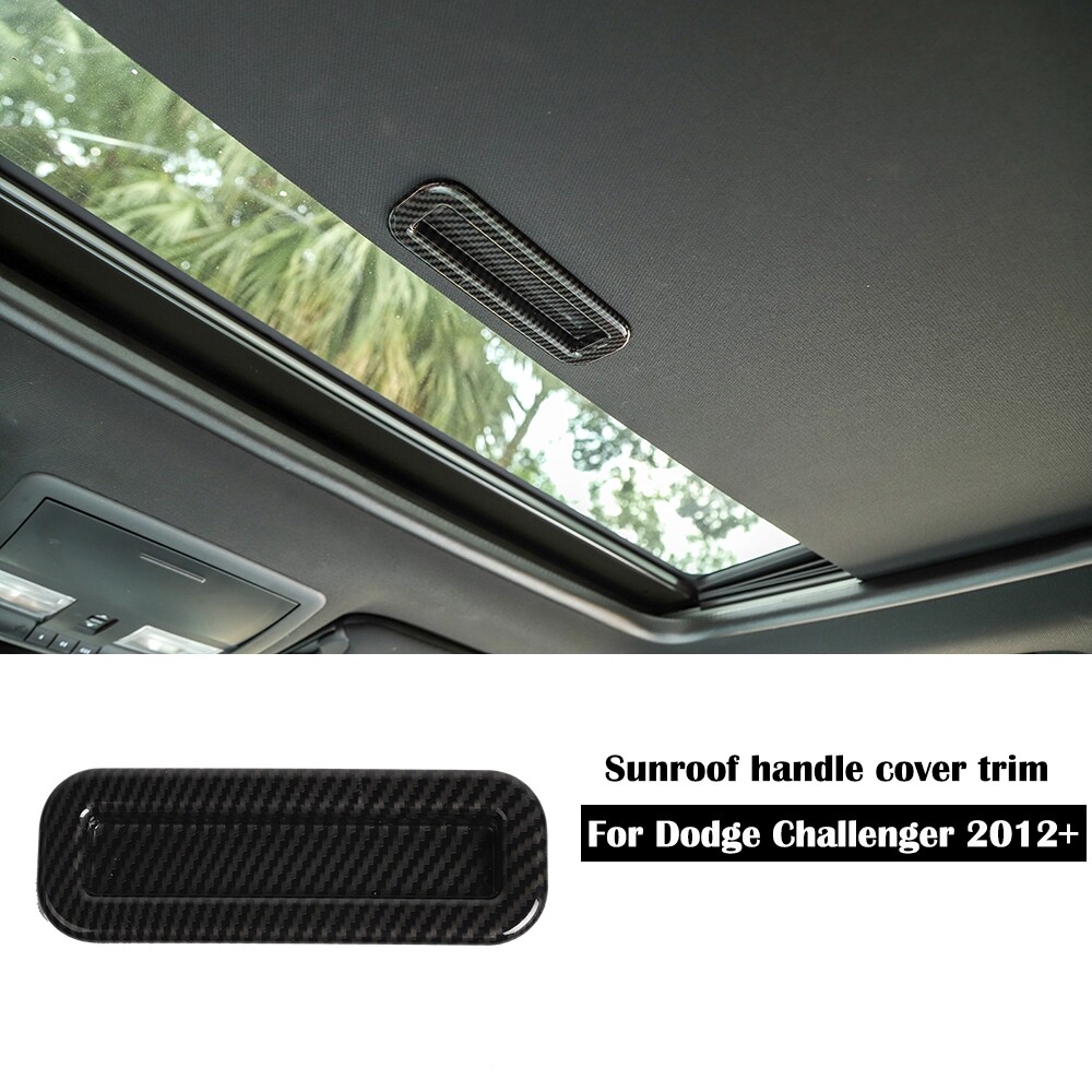 Carbon Fiber Roof Sun roof Handle Cover Trim For Dodge Challenger 12+Ram Charger