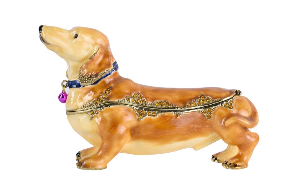 PALAZZO INT Deckeldose Hundefigur Pillendose Dackel Figur Schmuckdose Faberge Dachshund Dose