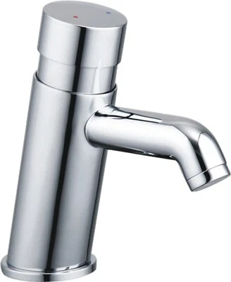 TEAM CONTROLS Push Down Self Closing Round Non Concussive Chrome Basin Mono Mixer Tap