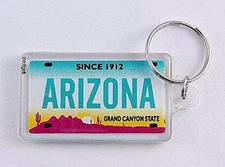 Arizona License Plate Acrylic Rectangular Souvenir Keychain 2.25" X 1.25