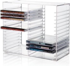 Stackable CD/DVD Multimedia Holder, Media Storage Rack, Clear Plastic 30 CD, US
