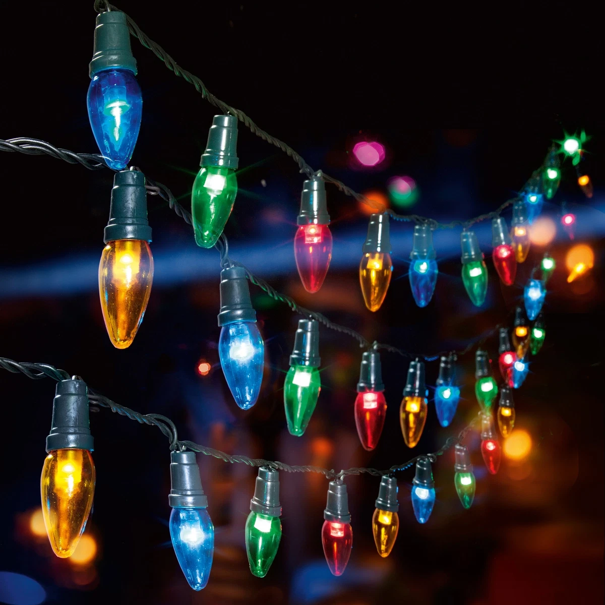 120 LED Small Party Lights Multi Action Coloured Christmas String Lights 11.9M