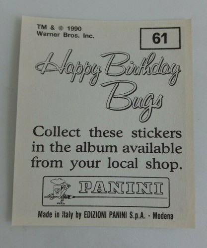 1990 Panini Happy Birthday Bugs (Pick Your Sticker) - Picture 91 of 343