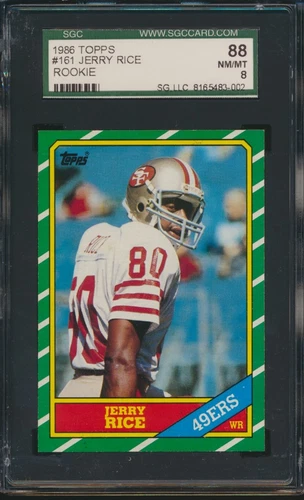 1986 TOPPS FOOTBALL #161 JERRY RICE RC SGC 88 NM-MT 8 HOF ROOKIE