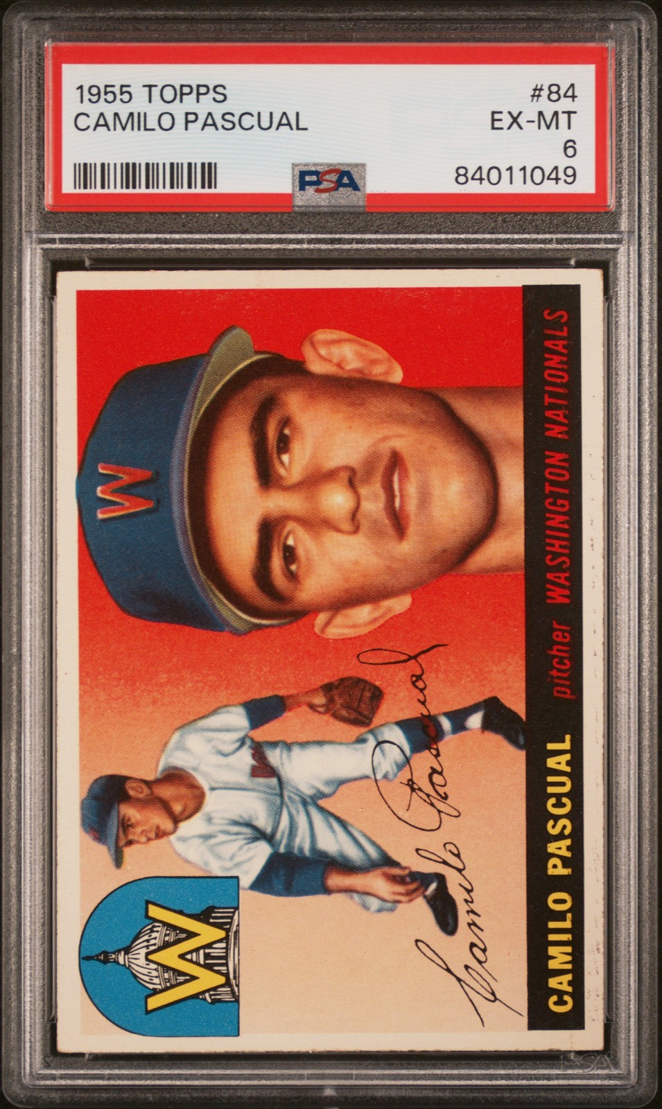 1955 TOPPS #84 CAMILO PASCUAL PSA 6