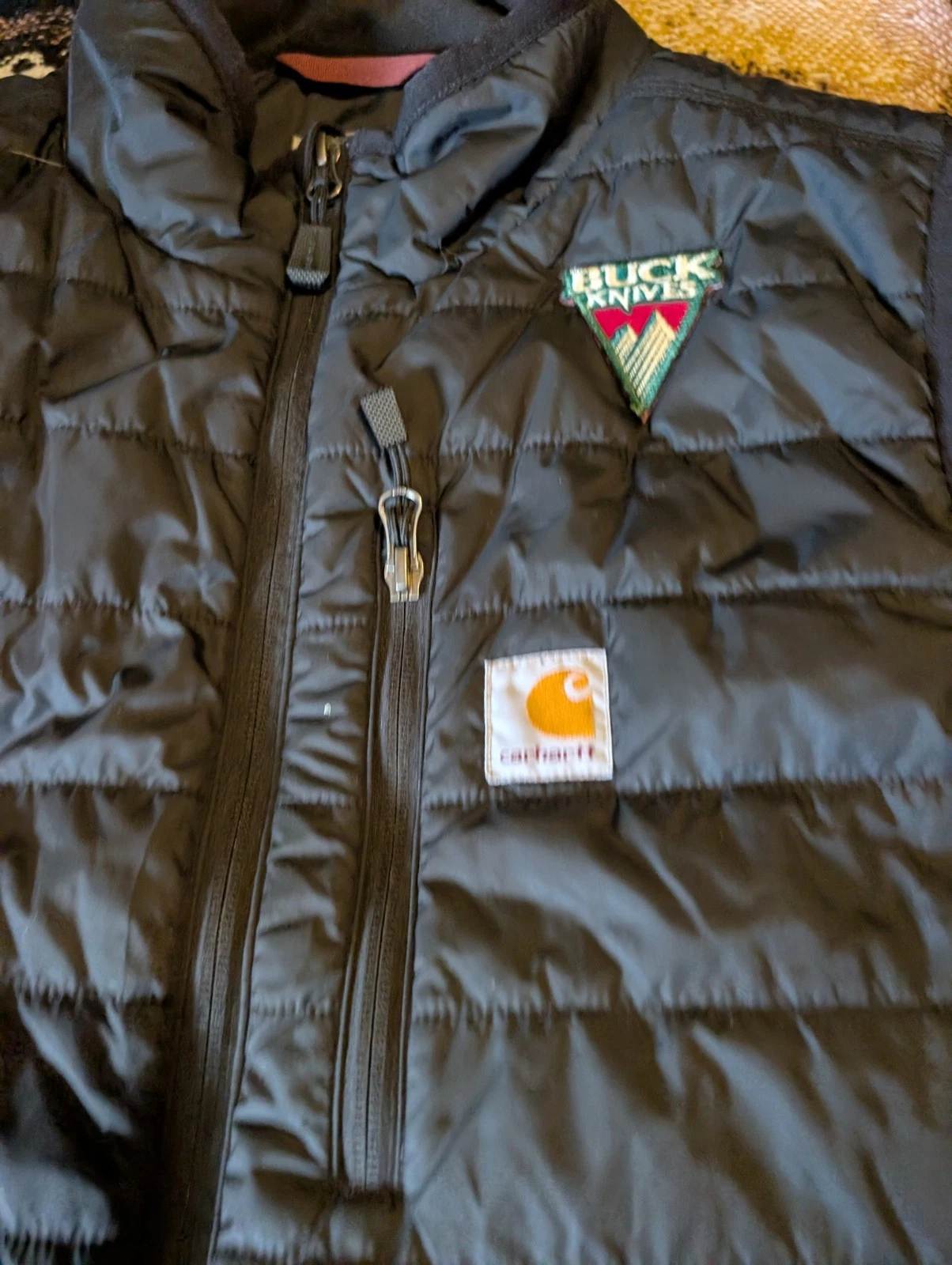 Carhartt Mens Size L Black Rain Defender Insulated Nylon Puffer Vest 102286 001
