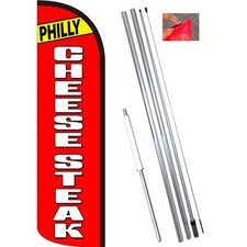 PHILLY CHEESESTEAK Windless Feather Flag Bundle Complete Kit OR Optional Repla