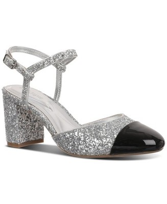 On 34th Women's Dotti Cap-Toe Pumps, Silver, 9.5M/40EU