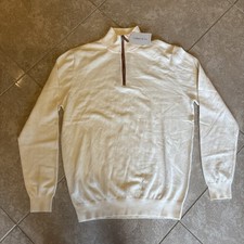 Collars  Co Cashmere 1/4 Zip Sweater Mens Medium Cream Pullover Stretch New NWT