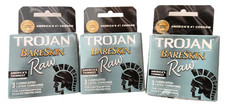 Trojan BareSkin Raw Lubricated Latex Condoms 3 ct 3 Packs Exp 01/27